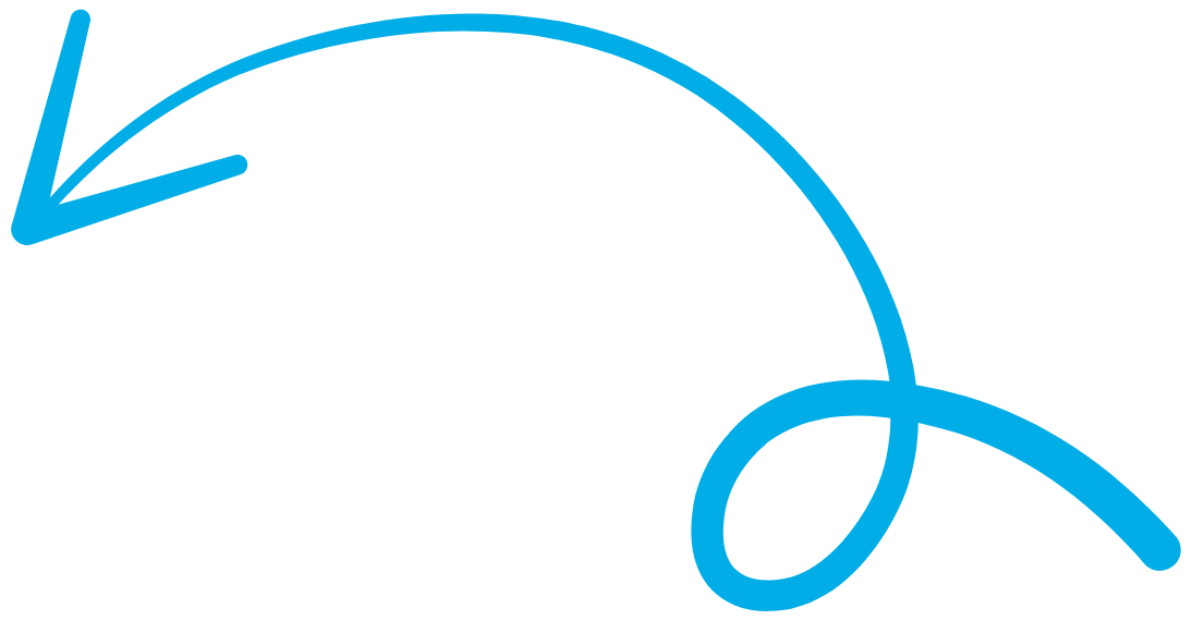 Una freccia decorativa blu, che si forma con due curve.
