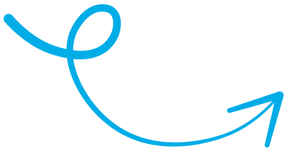 Una freccia decorativa blu, che si forma con due curve.